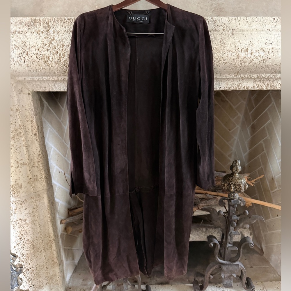 Gucci Women's Dark Brown Suede Trench Coat